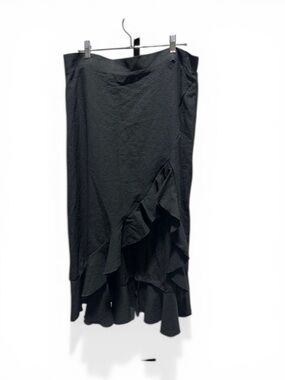 NWOT XL/1X Black Ruffle Flowy Western Festival Skirt Travel Friendly Vacation